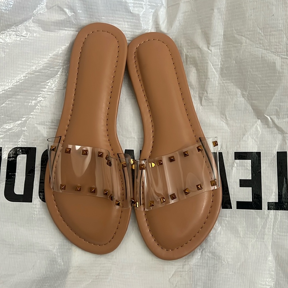 Clear sandals gold rhinestones